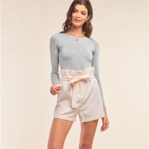 Ivory High Waisted Mini Shorts